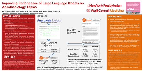 Preview of IMPROVING PERFORMANCE OF LARGE LANGUAGE MODELS ON ANESTHESIOLOGY TOPICS: THE NEED FOR REGIONAL ANESTHESIA AND PAIN-SPECIFIC MODELS