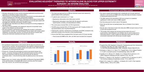 Preview of EVALUATING ADJUVENT THERAPIES TO INTERSCALENE BLOCKS FOR UPPER EXTREMITY SURGERY: AN INTERM ANALYSIS