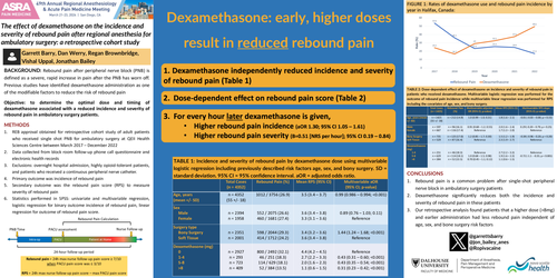 Preview of THE EFFECT OF DEXAMETHASONE ON REBOUND PAIN AFTER REGIONAL ANESTHESIA FOR AMBULATORY SURGERY: A RETROSPECTIVE COHORT STUDY