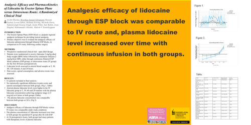 Preview of ANALGESIC EFFICACY AND PHARMACOKINETICS OF LIDOCAINE BY ERECTOR SPINAE PLANE VERSUS INTRAVENOUS ROUTE- A RANDOMIZED CLINICAL TRIAL