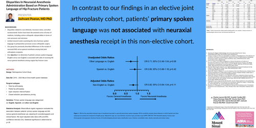 Preview of DISPARITIES IN NEURAXIAL ANESTHESIA ADMINISTRATION BASED ON PRIMARY SPOKEN LANGUAGE OF HIP FRACTURE PATIENTS