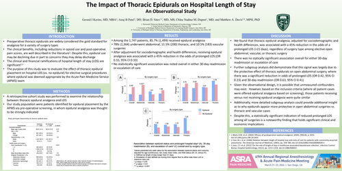 Preview of THE IMPACT OF THORACIC EPIDURALS ON HOSPITAL LENGTH OF STAY: AN OBSERVATIONAL STUDY
