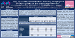 Thumbnail for ABSENCE OF GENDER DISPARITIES IN ACADEMIC PRODUCTIVITY AMONG REGIONAL ANESTHESIOLOGY AND ACUTE PAIN MEDICINE PROGRAM DIRECTORS