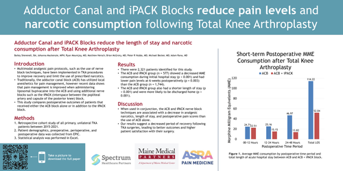 Preview of ADDUCTOR CANAL AND IPACK BLOCKS REDUCE PAIN LEVELS AND NARCOTIC CONSUMPTION FOLLOWING TOTAL KNEE ARTHROPLASTY