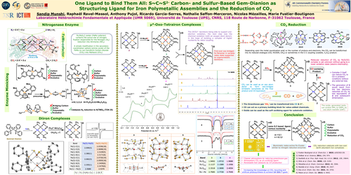 Preview of One ligand to bind them all: S~C~S2- carbon- and sulfur-based gem-dianion as structuring ligand for iron polymetallic assemblies and the reduction of CO₂