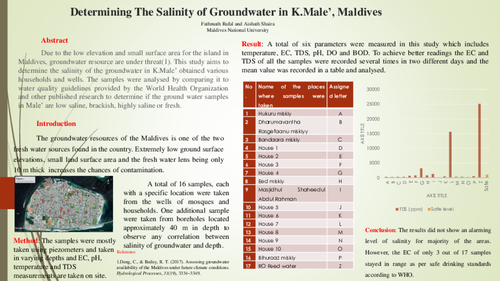 Preview of Determining The Salinity of Groundwater in K.Male’, Maldives