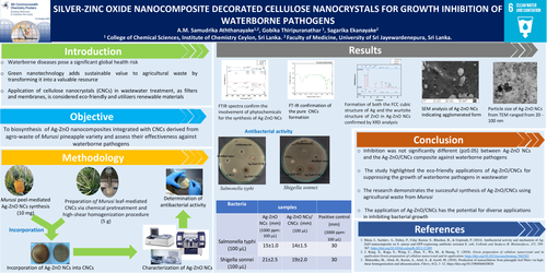 Preview of Silver-Zinc oxide nanocomposite decorated cellulose nanocrystals for growth inhibition of waterborne pathogens