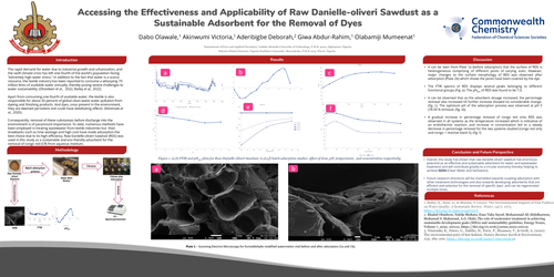 Preview of Assessing the effectiveness and applicability of raw Danielle oliveri sawdust as a sustainable adsorbent for the removal of dyes