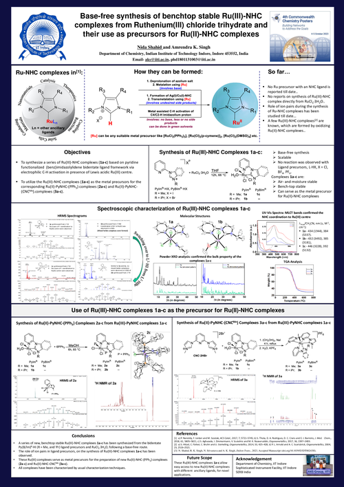 Preview of Base-free synthesis of benchtop stable Ru(III)-NHC complexes from RuCl₃·3H₂O and their use as precursors for Ru(II)-NHC complexes