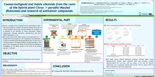 Preview of Coumarinolignoid and indole alkaloids from the roots of the hybrid plant citrus × paradisi Macfad (Rutaceae)