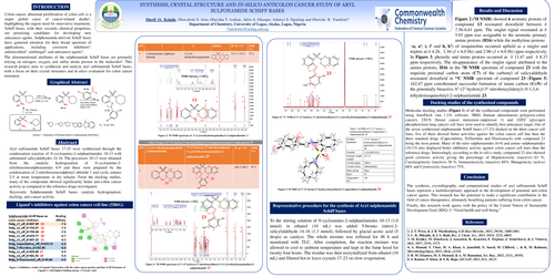 Preview of Synthesis, crystal structure, and in silico docking for colon cancer of aryl sulfonamide Schiff bases