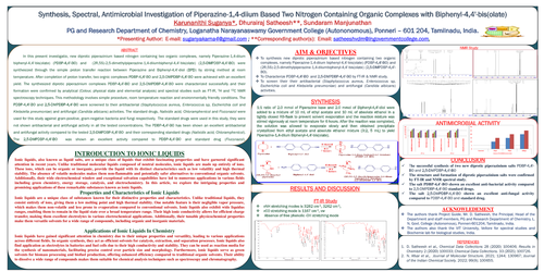 Preview of Synthesis, Spectral, Antimicrobial Investigation of Piperazine-1,4-diium Based Two Nitrogen Containing Organic Complexes with Biphenyl-4,4'-bis(olate)