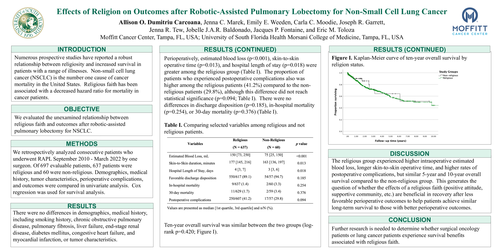 Preview of Effects Of Religious Faith On Outcomes After Robotic-assisted Pulmonary Lobectomy For Non-small Cell Lung Cancer