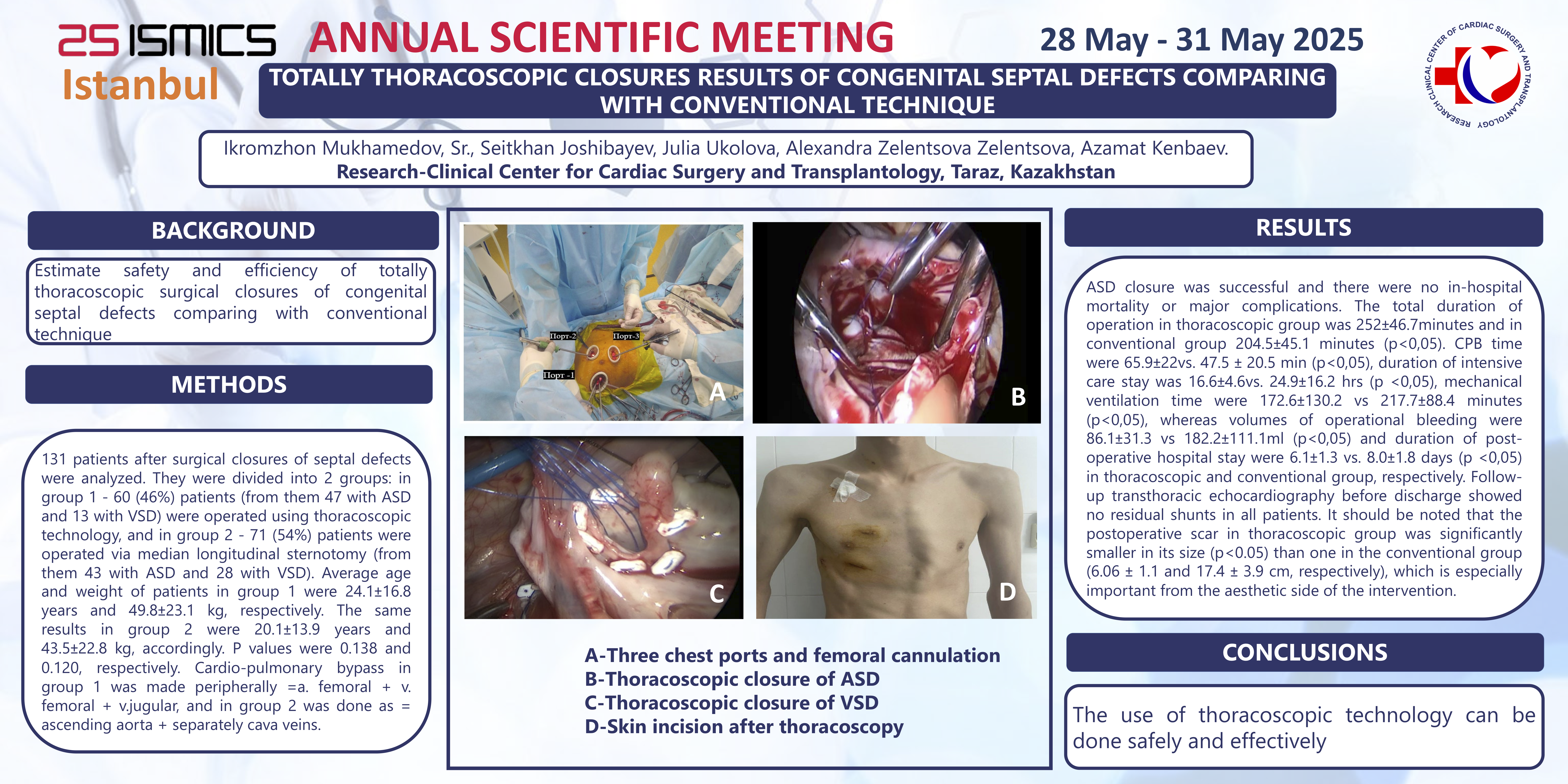 Preview of Totally Thoracoscopic Surgical Closures Results Of Congenital Septal Defects Comparing With Conventional Technique