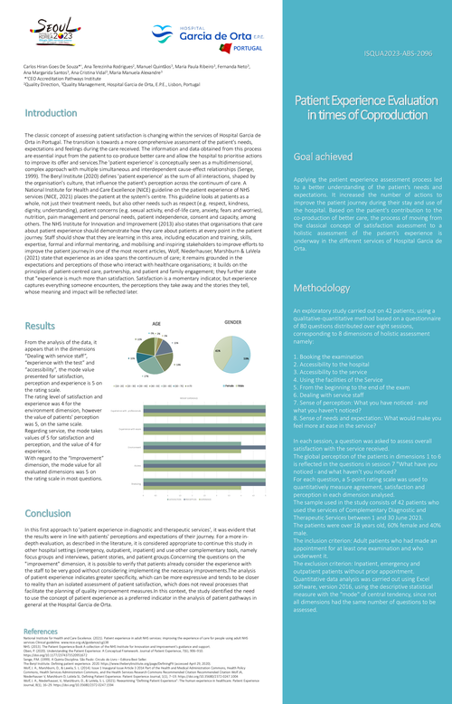 Preview of PATIENT EXPERIENCE EVALUATION IN TIMES OF COPRODUCTION - HOSPITAL GARCIA DE ORTA, PORTUGAL