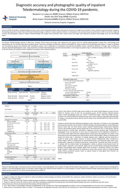 Preview of DIAGNOSTIC ACCURACY AND PHOTOGRAPHIC QUALITY OF INPATIENT TELEDERMATOLOGY DURING THE COVID-19 PANDEMIC IN SINGAPORE.
