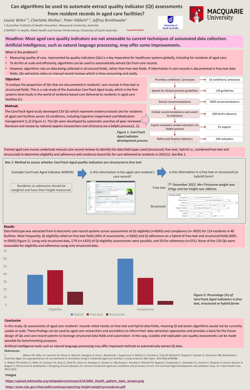Preview of CAN ALGORITHMS AUTOMATICALLY EXTRACT QUALITY INDICATOR (QI) ASSESSMENTS FROM RESIDENT RECORDS IN AGED CARE FACILITIES?