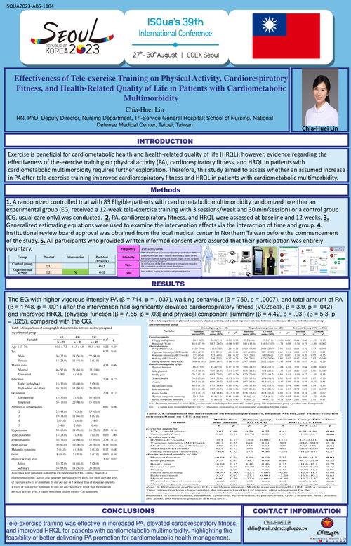 Preview of EFFECTIVENESS OF TELE-EXERCISE TRAINING ON PHYSICAL ACTIVITY, CARDIORESPIRATORY FITNESS, AND HEALTH-RELATED QUALITY OF LIFE IN PATIENTS WITH CARDIOMETABOLIC MULTIMORBIDITY