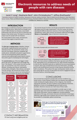 Thumbnail for ELECTRONIC RESOURCES TO ADDRESS NEEDS OF PEOPLE WITH RARE DISEASES