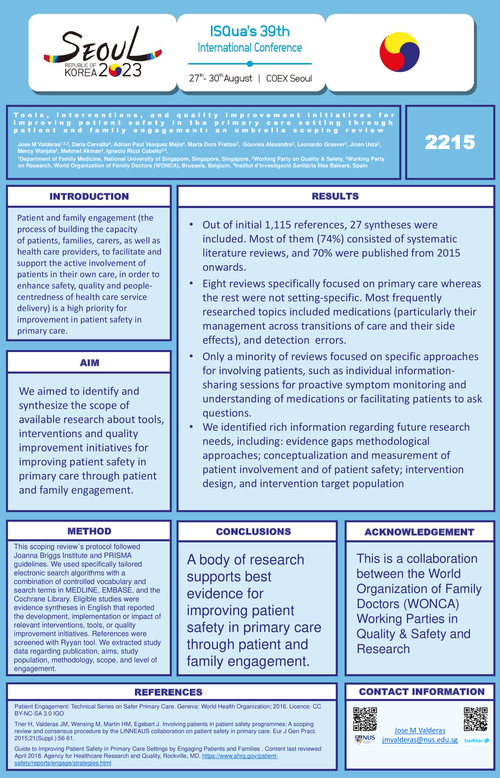Preview of PATIENT AND FAMILY ENGAGEMENT IN PATIENT SAFETY IN PRIMARY CARE: A SCOPING REVIEW.