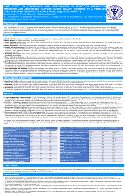 Thumbnail for CASE STUDY ON COMPLIANCE AND IMPROVEMENT IN INFECTION PREVENTION PRACTICES AND ASSOCIATED FACTORS AMONG HEALTH WORKERS AT A TERTIARY CARE TEACHING INSTITUTE IN NORTH INDIA.