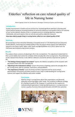 Thumbnail for ELDERLIES’ REFLECTION ON CARE RELATED QUALITY OF LIFE IN NURSING HOME