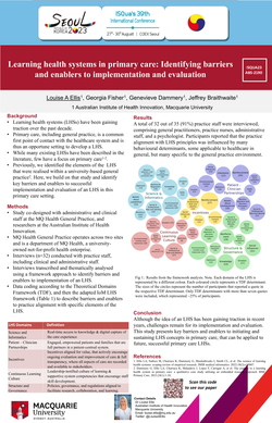 Thumbnail for LEARNING HEALTH SYSTEMS IN PRIMARY CARE: IDENTIFYING BARRIERS AND ENABLERS TO IMPLEMENTATION AND EVALUATION