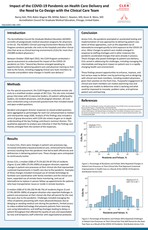 Preview of IMPACT OF THE COVID-19 PANDEMIC ON HEALTH CARE DELIVERY AND THE NEED TO CO-DESIGN WITH THE CLINICAL CARE TEAM