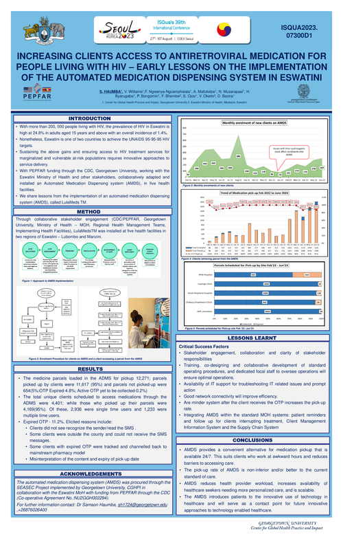 Preview of INCREASING CLIENTS ACCESS TO ANTIRETROVIRAL MEDICATION FOR PEOPLE LIVING WITH HIV – EARLY LESSONS ON THE IMPLEMENTATION OF THE AUTOMATED MEDICATION DISPENSING SYSTEM IN ESWATINI