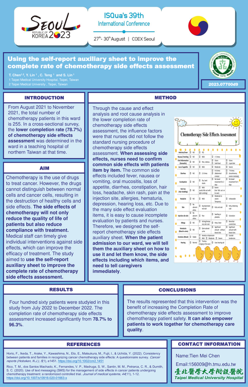 Preview of USING THE SELF-REPORT AUXILIARY SHEET TO IMPROVE THE COMPLETE RATE OF CHEMOTHERAPY SIDE EFFECTS ASSESSMENT