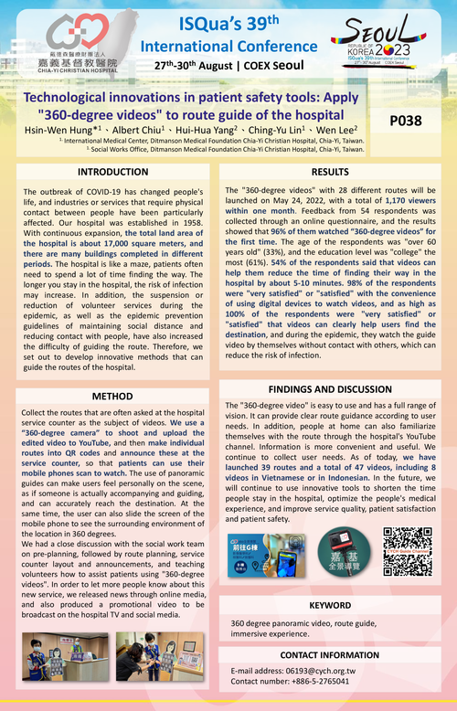 Preview of TECHNOLOGICAL INNOVATIONS IN PATIENT SAFETY TOOLS: APPLY "360-DEGREE VIDEOS" TO ROUTE GUIDE OF THE HOSPITAL