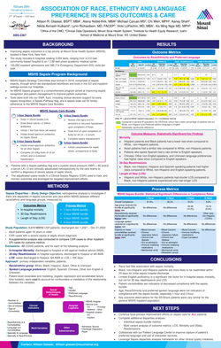 Thumbnail for ASSOCIATION OF RACE, ETHNICITY, AND LANGUAGE PREFERENCE TO MORTALITY AND READMISSION IN SEPSIS CARE