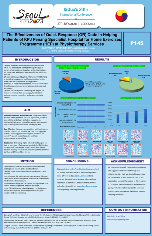 Preview of THE EFFECTIVENESS OF QUICK RESPONSE (QR) CODE IN HELPING PATIENTS OF KPJ PENANG SPECIALIST HOSPITAL FOR HOME EXERCISES PROGRAMME (HEP) AT PHYSIOTHERAPY SERVICES.