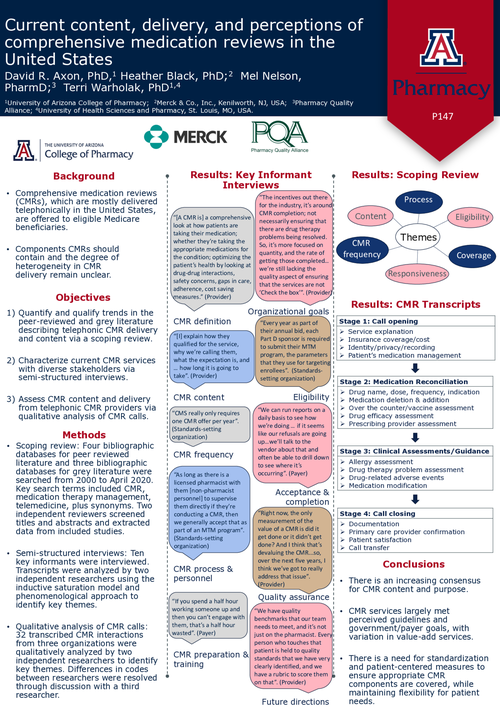 Preview of CURRENT CONTENT, DELIVERY, AND PERCEPTIONS OF COMPREHENSIVE MEDICATION REVIEWS IN THE UNITED STATES