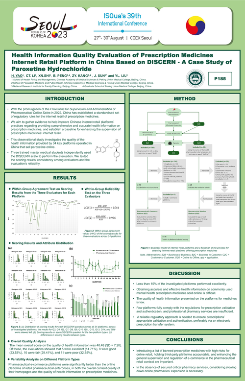 Preview of HEALTH INFORMATION QUALITY EVALUATION OF PRESCRIPTION MEDICINES INTERNET RETAIL PLATFORM IN CHINA BASED ON DISCERN-A CASE STUDY OF PAROXETINE HYDROCHLORIDE