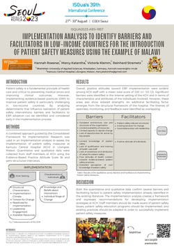 Thumbnail for IMPLEMENTATION ANALYSIS TO IDENTIFY BARRIERS AND FACILITATORS IN LOW-INCOME COUNTRIES FOR THE INTRODUCTION OF PATIENT SAFETY MEASURES USING THE EXAMPLE OF MALAWI