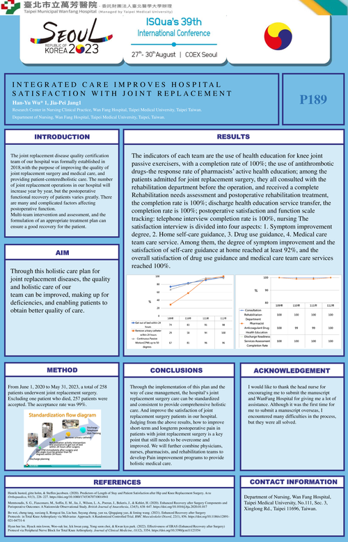 Preview of INTEGRATED CARE IMPROVES HOSPITAL SATISFACTION WITH JOINT REPLACEMENT .