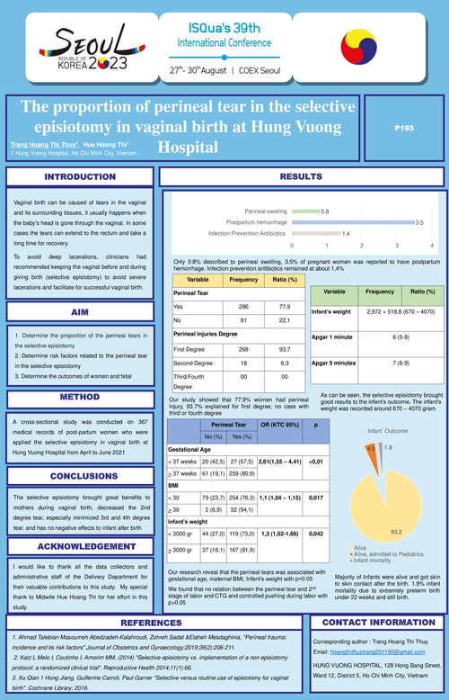 Preview of THE PROPORTION OF PERINEAL TEAR IN THE PERINEAL PROTECTION METHOD IN VAGINAL BIRTH AT HUNG VUONG HOSPITAL IN 2021