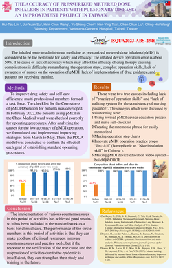 Thumbnail for THE ACCURACY OF PRESSURIZED METERED DOSE INHALERS IN PATIENTS WITH PULMONARY DISEASE: AN IMPROVEMENT PROJECT IN TAIWAN