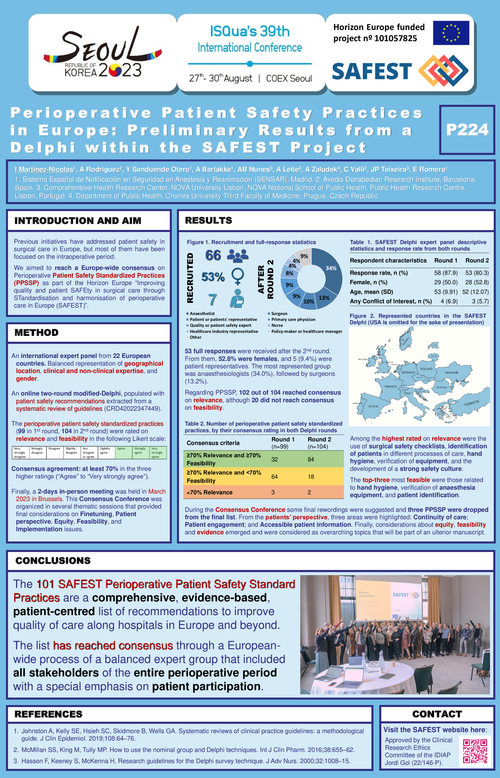 Preview of PERIOPERATIVE PATIENT SAFETY PRACTICES IN EUROPE: PRELIMINARY RESULTS FROM A DELPHI WITHIN THE SAFEST PROJECT