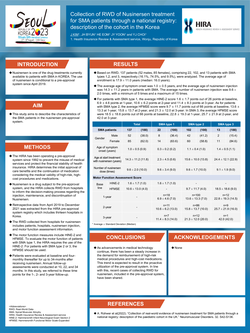 Thumbnail for COLLECTION OF REAL-WORLD DATA OF NUSINERSEN TREATMENT FOR SPINAL MUSCULAR ATROPHY PATIENTS THROUGH A NATIONAL REGISTRY: DESCRIPTION OF THE COHORT IN THE KOREA