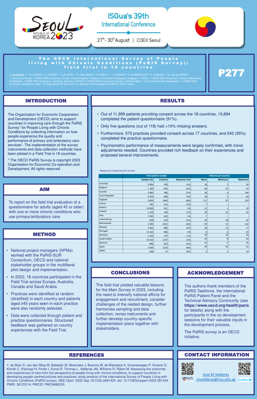 Preview of THE OECD INTERNATIONAL SURVEY OF PEOPLE LIVING WITH CHRONIC CONDITIONS (PARIS SURVEY): FIELD TRIAL IN 17 COUNTRIES.
