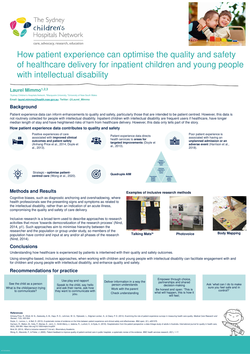 Thumbnail for HOW PATIENT EXPERIENCE CAN OPTIMISE THE QUALITY AND SAFETY OF HEALTHCARE DELIVERY FOR INPATIENT CHILDREN AND YOUNG PEOPLE WITH INTELLECTUAL DISABILITY