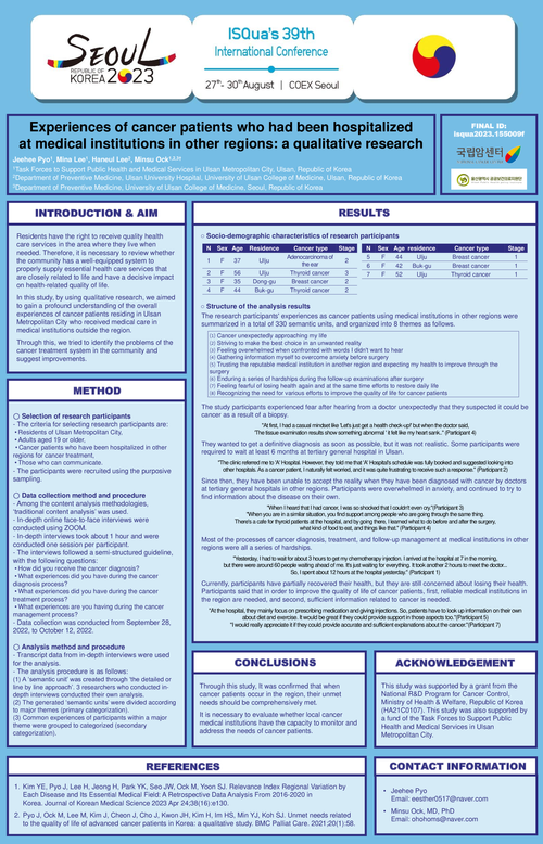 Preview of EXPERIENCES OF CANCER PATIENTS WHO HAD BEEN HOSPITALIZED AT MEDICAL INSTITUTIONS IN OTHER REGIONS: A QUALITATIVE RESEARCH