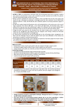 Thumbnail for IMPLEMENTATION OF A SUSTAINABLE FREE FOOD PROGRAM AT A CANCER PATIENT HOSTEL FOR ECONOMICALLY WEAKER PATIENTS