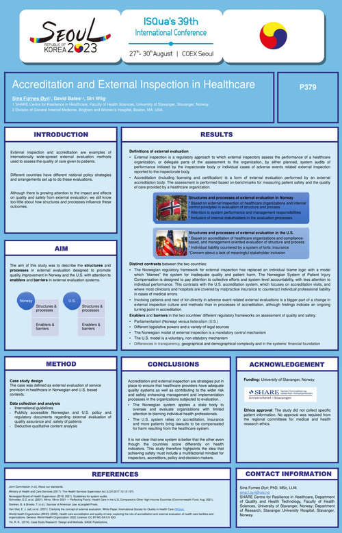 Preview of LEARNING ACROSS COUNTRIES TO IMPROVE QUALITY AND SAFETY IN HEALTHCARE – INVESTIGATING THE CASE OF EXTERNAL EVALUATION OF SERVICE PROVISION IN NORWAY AND THE U.S.