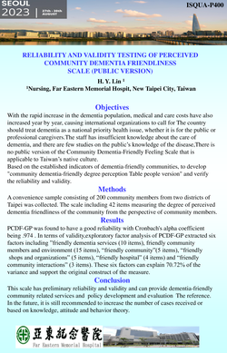 Thumbnail for RELIABILITY AND VALIDITY TESTING OF PERCEIVED COMMUNITY DEMENTIA FRIENDLINESS SCALE
(PUBLIC VERSION)