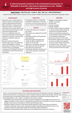 Thumbnail for A CRITICAL INTERPRETIVE SYNTHESIS OF THE UNINTENDED CONSEQUENCES OF TELEHEALTH IN AUSTRALIA: INTERNATIONAL APPLICATIONS TO LOW-, MIDDLE- AND HIGH-INCOME COUNTRIES