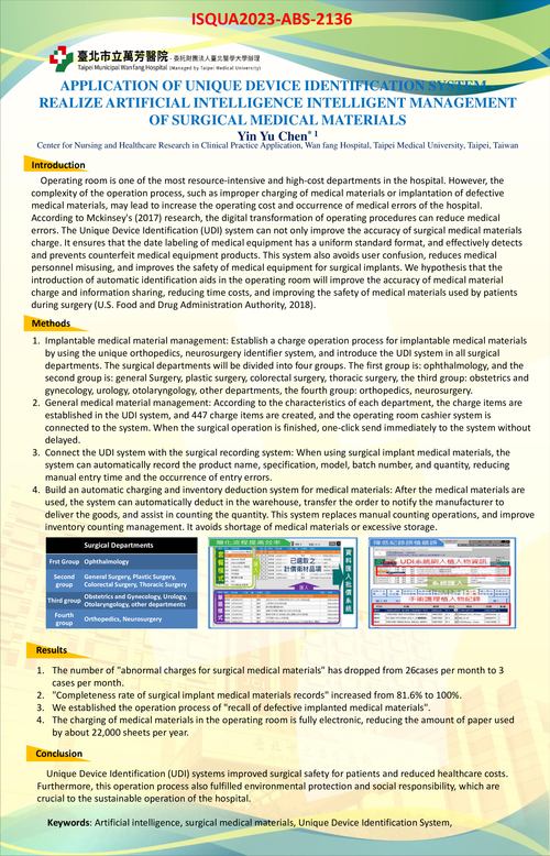 Preview of APPLICATION OF UNIQUE DEVICE IDENTIFICATION SYSTEM - REALIZE ARTIFICIAL INTELLIGENCE INTELLIGENT MANAGEMENT OF SURGICAL MEDICAL MATERIALS