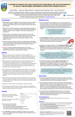 Thumbnail for A NARRATIVE INQUIRY INTO HEALTHCARE STAFF RESILIENCE AND THE SUSTAINABILITY OF QUALITY IMPROVEMENT IMPLEMENTATION EFFORTS DURING COVID-19.
